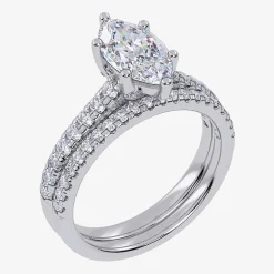 (G / Vs2-Si1) Womens 4 1/2 CT. T.W. Lab Grown White Diamond 10K Gold Marquise Side Stone Bridal Set