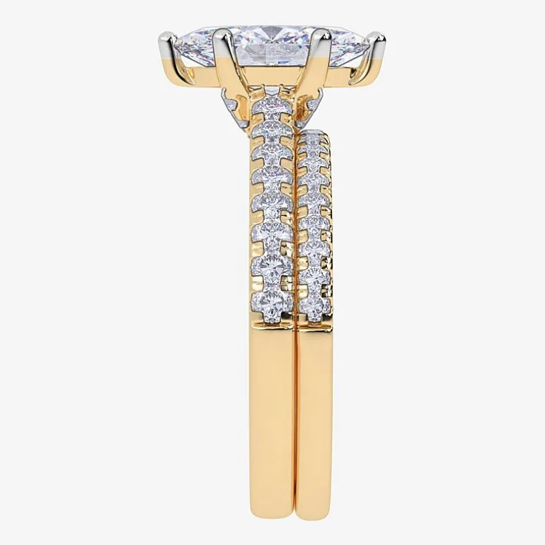 (G / Vs2-Si1) Womens 4 1/2 CT. T.W. Lab Grown White Diamond 10K Gold Marquise Side Stone Bridal Set