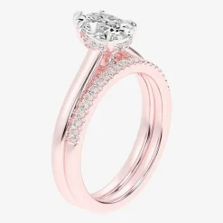 (G / Vs2-Si1) Womens 1 1/4 CT. T.W. Lab Grown White Diamond 14K Gold Pear Solitaire Bridal Set