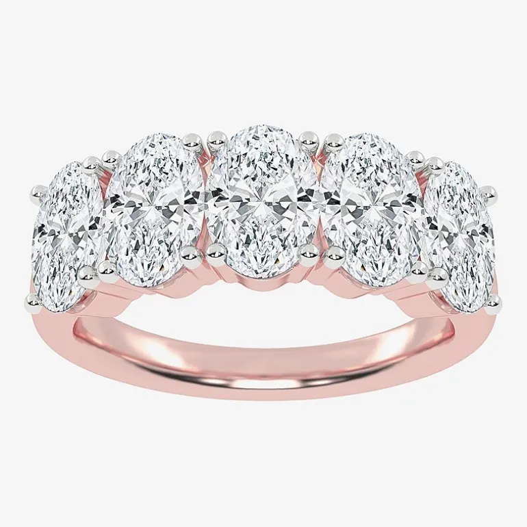 (G / Vs2-Si2) Womens 2 1/2 CT. T.W. Lab Grown White Diamond 14K Gold 5-Stone Anniversary Band