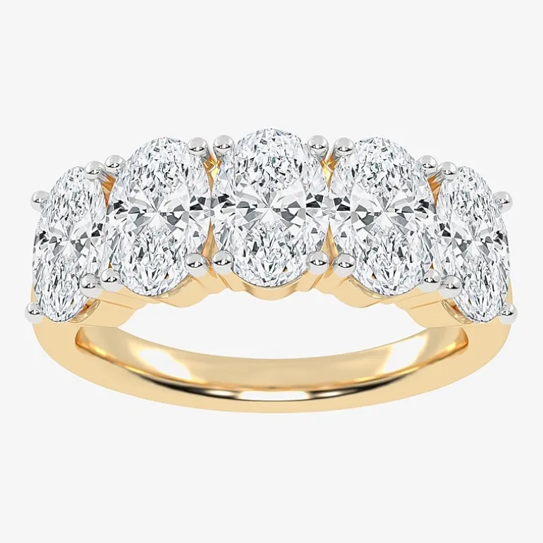 (G / Vs2-Si2) Womens 2 1/2 CT. T.W. Lab Grown White Diamond 14K Gold 5-Stone Anniversary Band