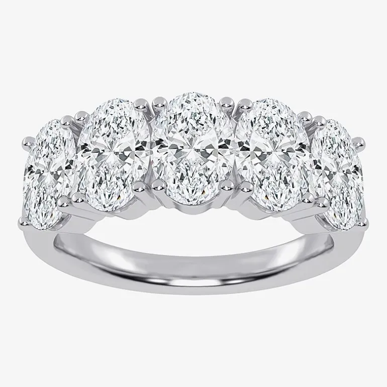 (G / Vs2-Si2) Womens 2 1/2 CT. T.W. Lab Grown White Diamond 14K Gold 5-Stone Anniversary Band