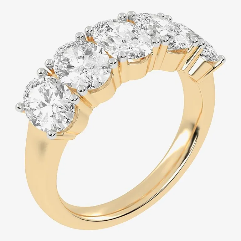 (G / Vs2-Si2) Womens 2 1/2 CT. T.W. Lab Grown White Diamond 14K Gold 5-Stone Anniversary Band