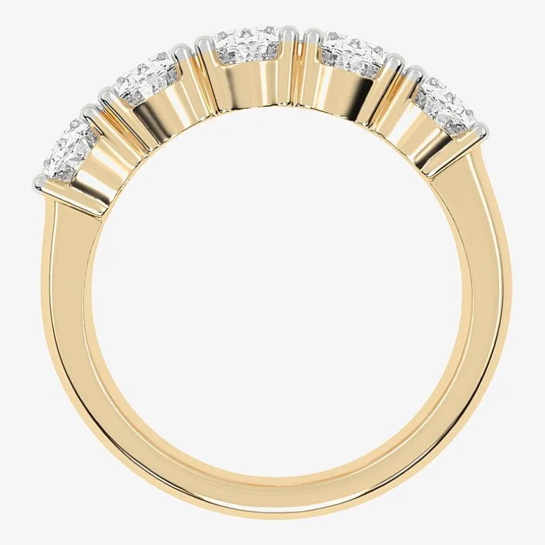 (G / Vs2-Si2) Womens 2 1/2 CT. T.W. Lab Grown White Diamond 14K Gold 5-Stone Anniversary Band
