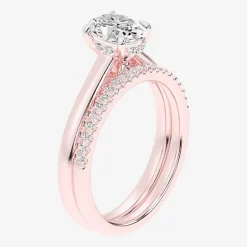 (G / Vs2-Si1) Womens 1 1/4 CT. T.W. Lab Grown White Diamond 14K Gold Oval Solitaire Bridal Set