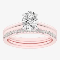 (G / Vs2-Si1) Womens 1 1/4 CT. T.W. Lab Grown White Diamond 14K Gold Oval Solitaire Bridal Set