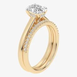 (G / Vs2-Si1) Womens 1 1/4 CT. T.W. Lab Grown White Diamond 14K Gold Oval Solitaire Bridal Set
