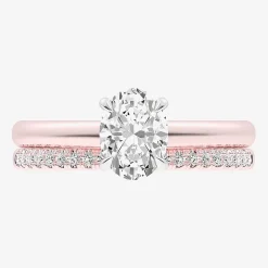 (G / Vs2-Si1) Womens 1 1/4 CT. T.W. Lab Grown White Diamond 14K Gold Oval Solitaire Bridal Set