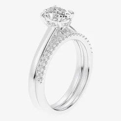 (G / Vs2-Si1) Womens 1 1/4 CT. T.W. Lab Grown White Diamond 14K Gold Oval Solitaire Bridal Set