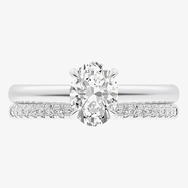 (G / Vs2-Si1) Womens 1 1/4 CT. T.W. Lab Grown White Diamond 14K Gold Oval Solitaire Bridal Set