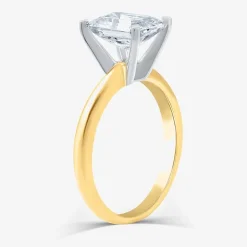 (G / VS2) Womens 3 CT. Lab-Grown White Diamond 14K Gold Emerald Solitaire Engaement Ring