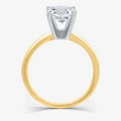 (G / VS2) Womens 3 CT. Lab-Grown White Diamond 14K Gold Emerald Solitaire Engaement Ring