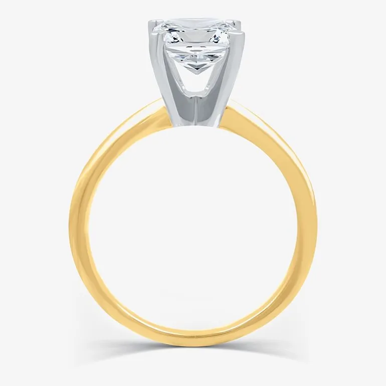 (G / VS2) Womens 3 CT. Lab-Grown White Diamond 14K Gold Emerald Solitaire Engaement Ring