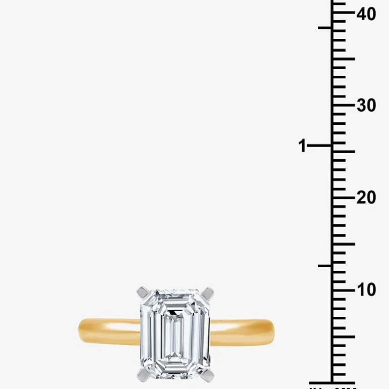 (G / VS2) Womens 3 CT. Lab-Grown White Diamond 14K Gold Emerald Solitaire Engaement Ring