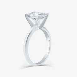 (G / VS2) Womens 3 CT. Lab-Grown White Diamond 14K Gold Emerald Solitaire Engaement Ring