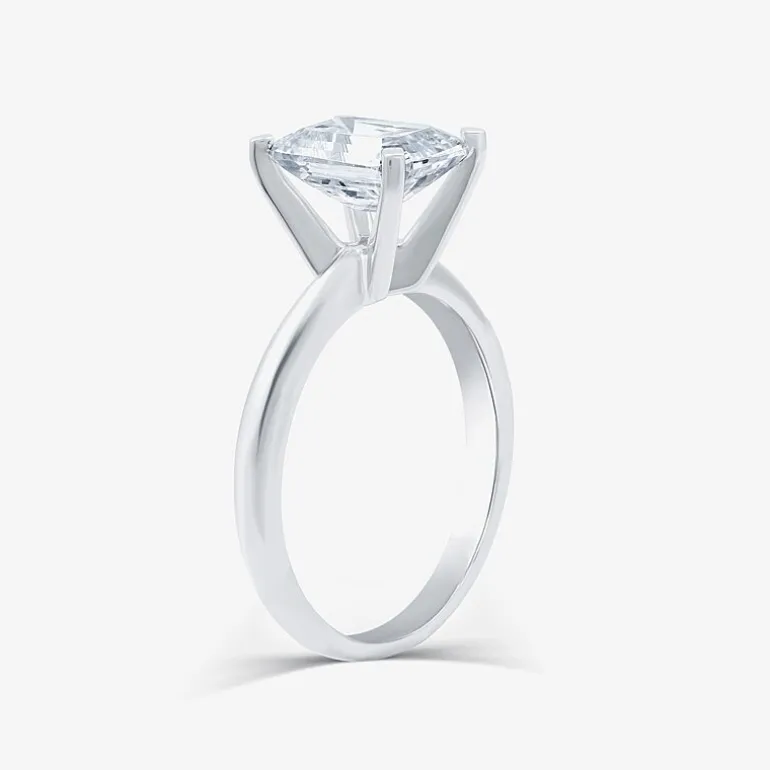 (G / VS2) Womens 3 CT. Lab-Grown White Diamond 14K Gold Emerald Solitaire Engaement Ring