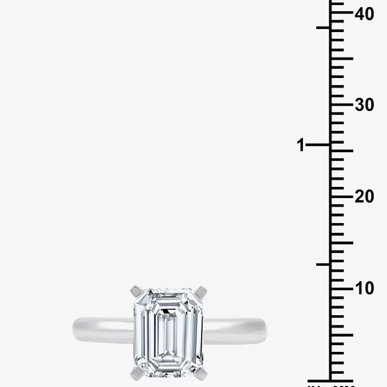 (G / VS2) Womens 3 CT. Lab-Grown White Diamond 14K Gold Emerald Solitaire Engaement Ring