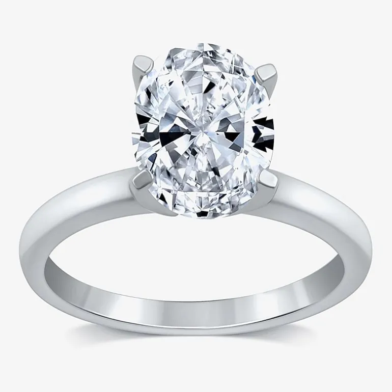 (G / VS2) Womens 3 CT. Lab-Grown White Diamond 14K Gold Oval Solitaire Engaement Ring