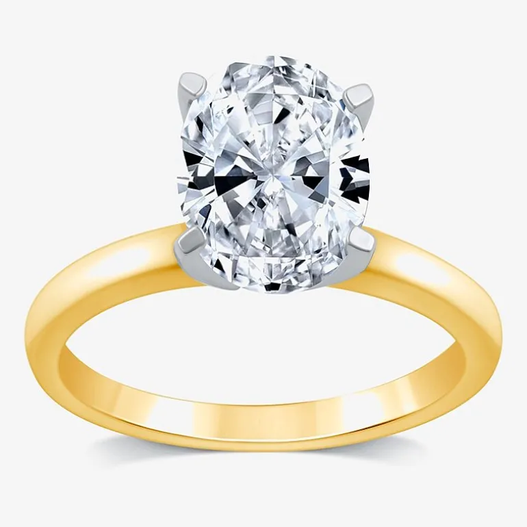 (G / VS2) Womens 3 CT. Lab-Grown White Diamond 14K Gold Oval Solitaire Engaement Ring