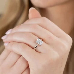 (G / VS2) Womens 2 CT. Lab-Grown White Diamond 14K Gold Radiant-cut Solitaire Engagement Ring