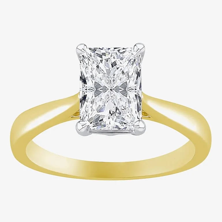 (G / VS2) Womens 2 CT. Lab-Grown White Diamond 14K Gold Radiant-cut Solitaire Engagement Ring
