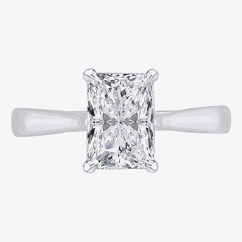 (G / VS2) Womens 2 CT. Lab-Grown White Diamond 14K Gold Radiant-cut Solitaire Engagement Ring