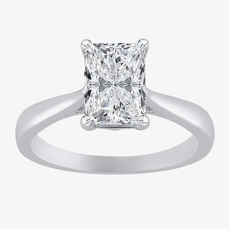 (G / VS2) Womens 2 CT. Lab-Grown White Diamond 14K Gold Radiant-cut Solitaire Engagement Ring