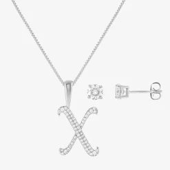 HADLEY & ROW Initial Womens Cubic Zirconia Pure Silver Over Brass 2-pc. Jewelry Set