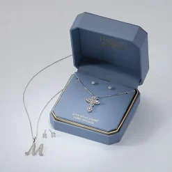 HADLEY & ROW Initial Womens Cubic Zirconia Pure Silver Over Brass 2-pc. Jewelry Set