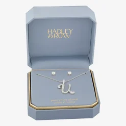 HADLEY & ROW Initial Womens Cubic Zirconia Pure Silver Over Brass 2-pc. Jewelry Set