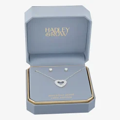 HADLEY & ROW Womens Cubic Zirconia Pure Silver Over Brass Heart 2-pc. Jewelry Set