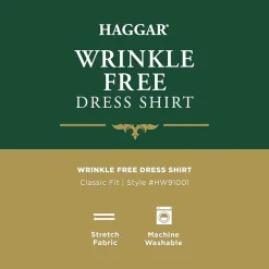Haggar Big and Tall Mens Classic Fit Wrinkle Free Long Sleeve Dress Shirt