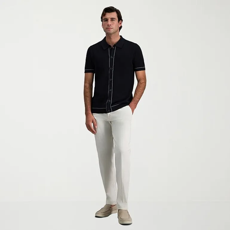 Haggar Button Front Mens Short Sleeve Button Polo Sweater