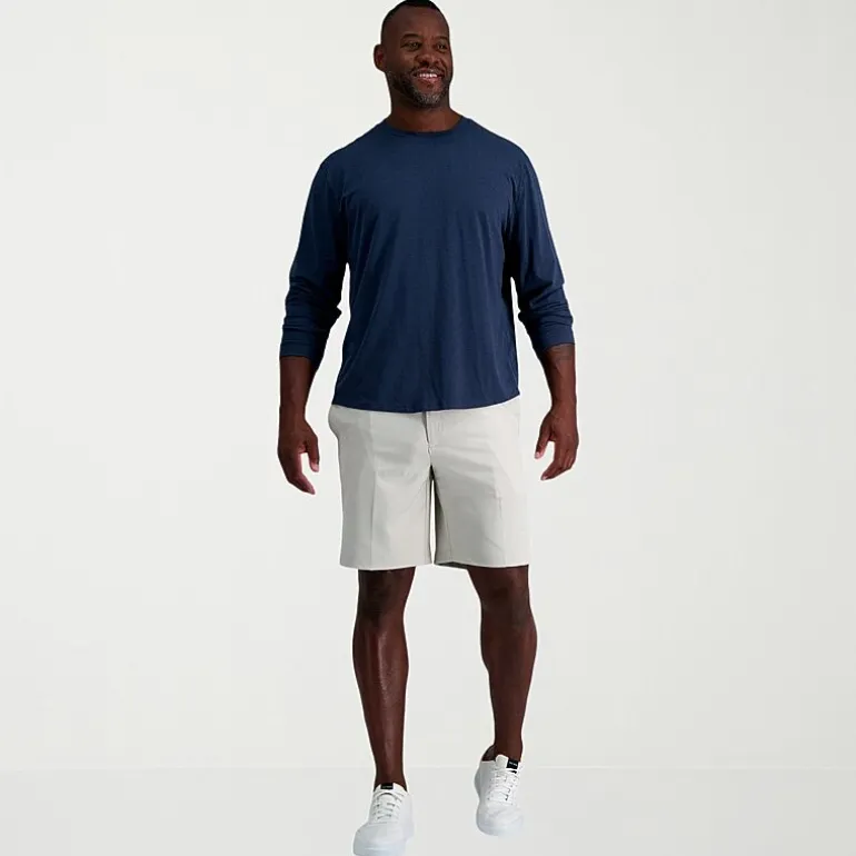 Haggar Cool 18 Pro Expandable Waist Mens 10 1/2" Big and Tall Stretch Fabric Moisture Wicking Quick Dry Chino Short