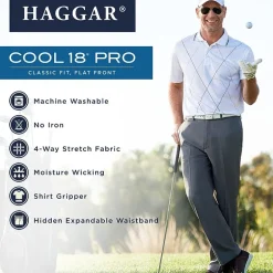 Haggar Cool 18 Pro Mens Classic Fit Flat Front Pant