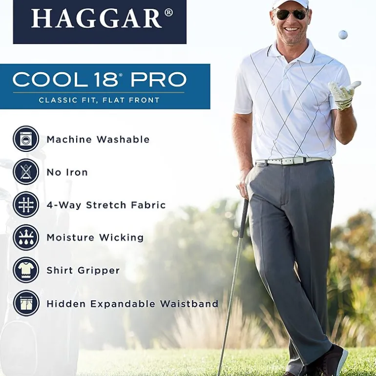 Haggar Cool 18 Pro Mens Classic Fit Flat Front Pant