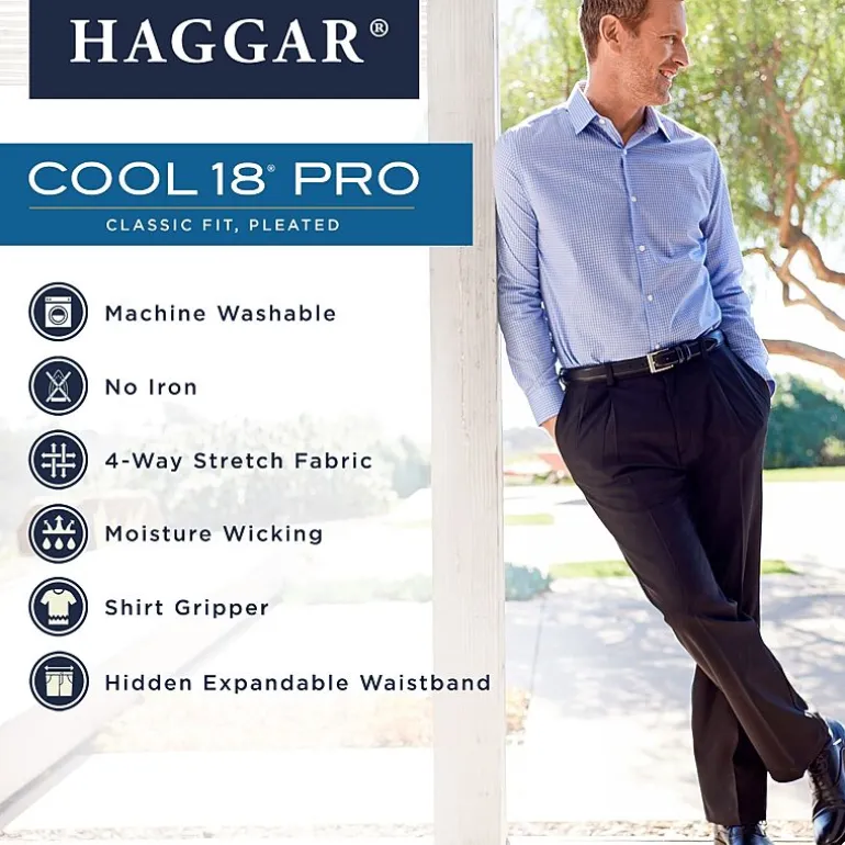 Haggar Cool 18 Pro Mens Classic Fit Pleated Pant