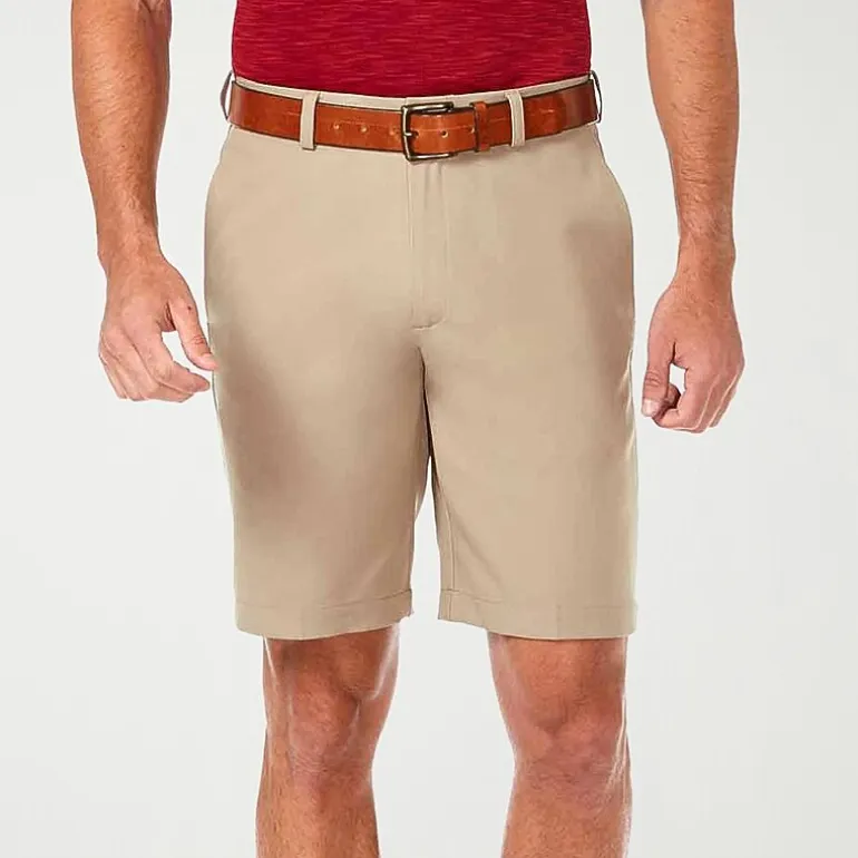 Haggar Cool 18 Pro Mens 9 1/2" Stretch Fabric Moisture Wicking Quick Dry Chino Short