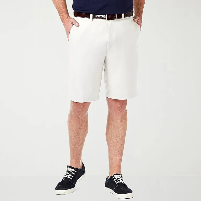 Haggar Cool 18 Pro Mens 9 1/2" Stretch Fabric Moisture Wicking Quick Dry Chino Short