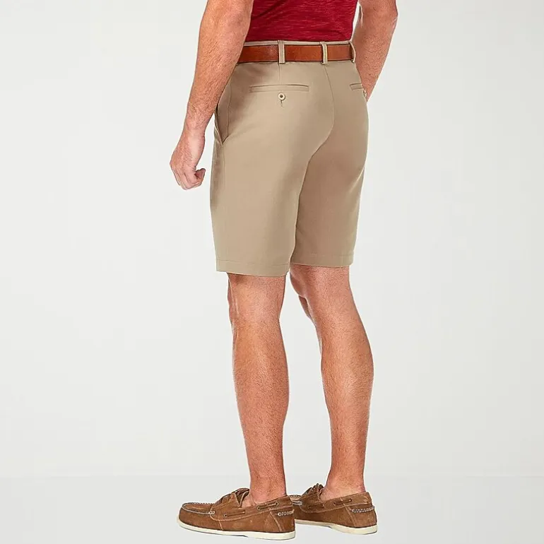 Haggar Cool 18 Pro Mens 9 1/2" Stretch Fabric Moisture Wicking Quick Dry Chino Short
