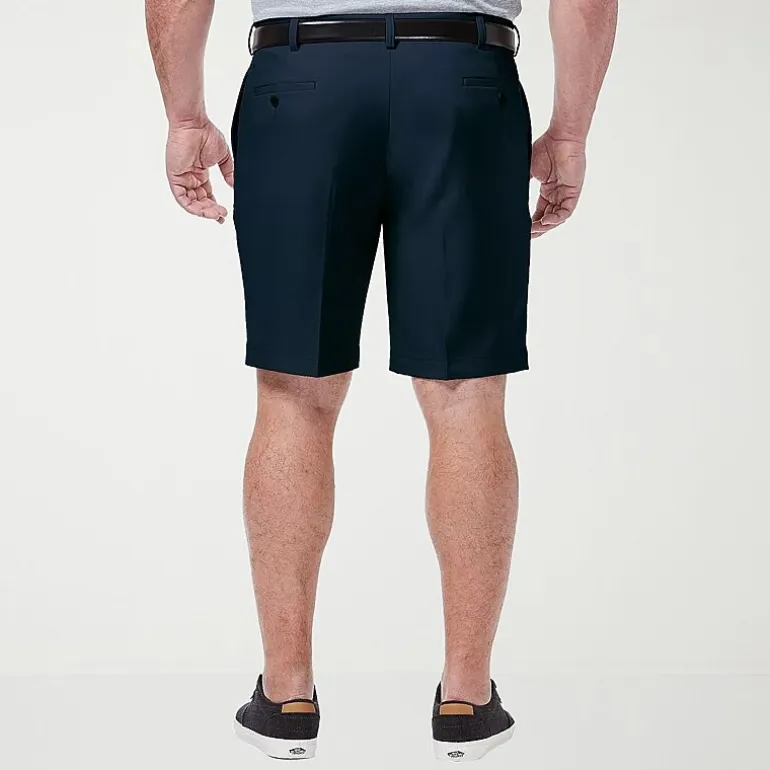 Haggar Cool 18 Pro Pleated Expandable Waist Mens 10 1/2" Big and Tall Stretch Fabric Moisture Wicking Quick Dry Chino Short