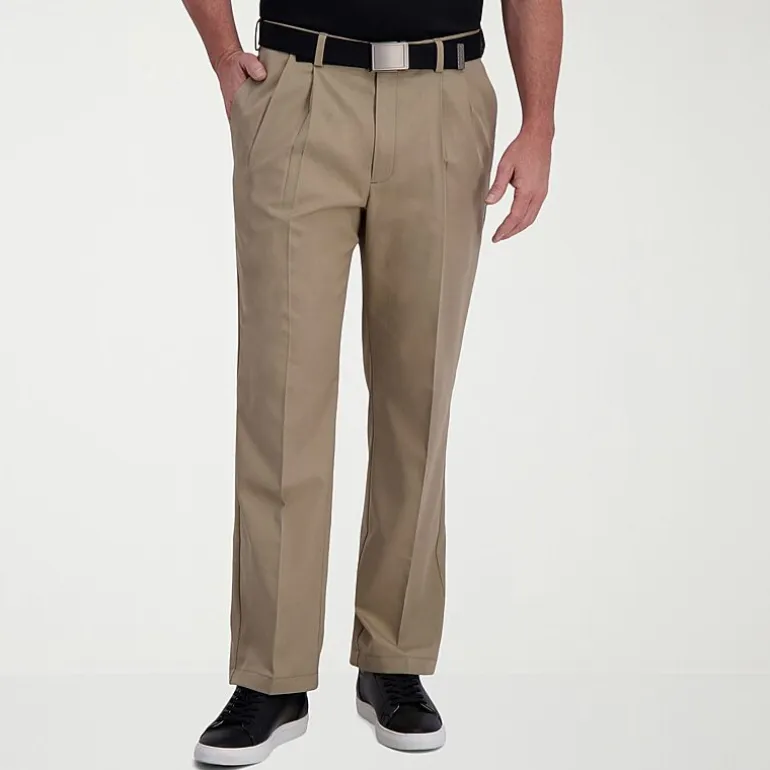 Haggar Cool Right Performance Flex Mens Classic Fit Pleated Pant