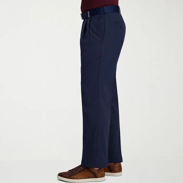 Haggar Cool Right Performance Flex Mens Classic Fit Pleated Pant