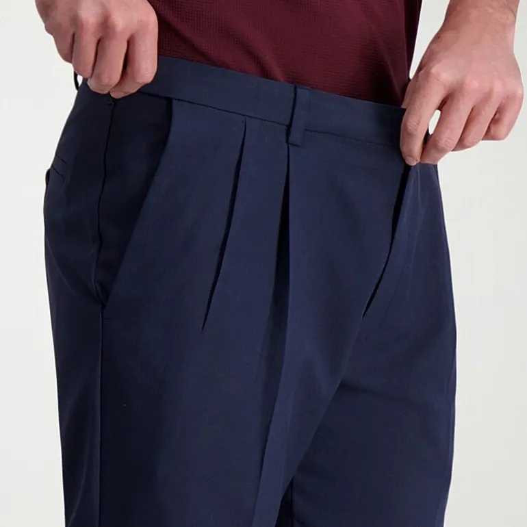 Haggar Cool Right Performance Flex Mens Classic Fit Pleated Pant