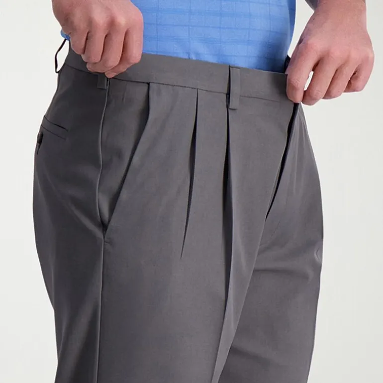 Haggar Cool Right Performance Flex Mens Classic Fit Pleated Pant