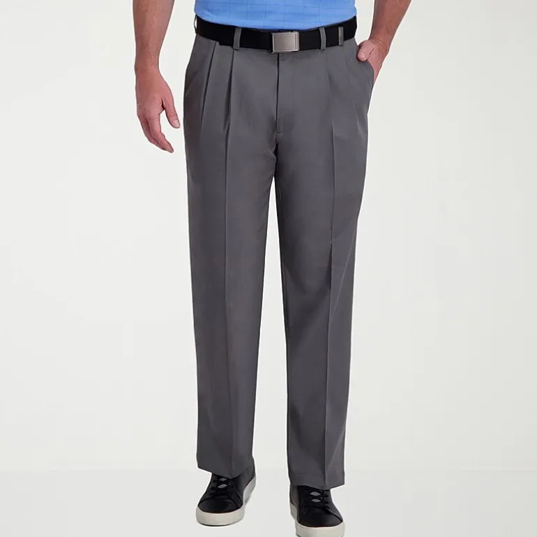 Haggar Cool Right Performance Flex Mens Classic Fit Pleated Pant