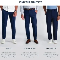 Haggar Cool Right Performance Flex Mens Comfort Waistband Slim Fit Flat Front Pant