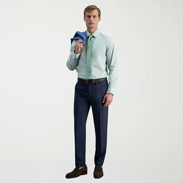 Haggar Cool Right Performance Flex Mens Comfort Waistband Slim Fit Flat Front Pant