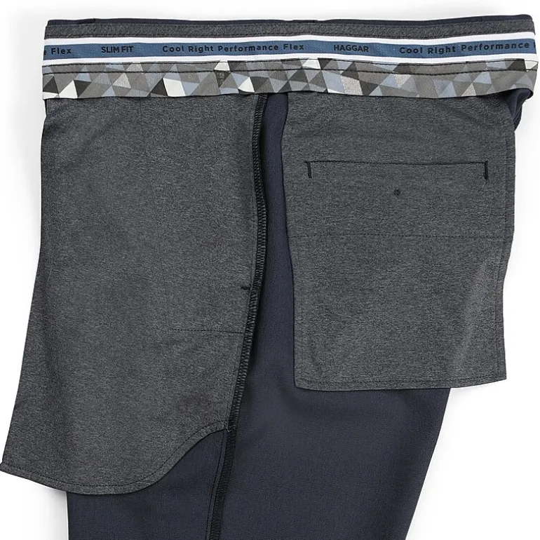Haggar Cool Right Performance Flex Mens Comfort Waistband Slim Fit Flat Front Pant