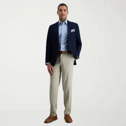 Haggar Cool Right Performance Flex Mens Comfort Waistband Slim Fit Flat Front Pant